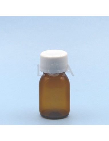 Amber glass round bottle ØPP28 30ml