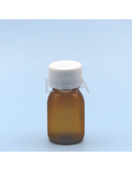 Amber glass round bottle ØPP28 30ml