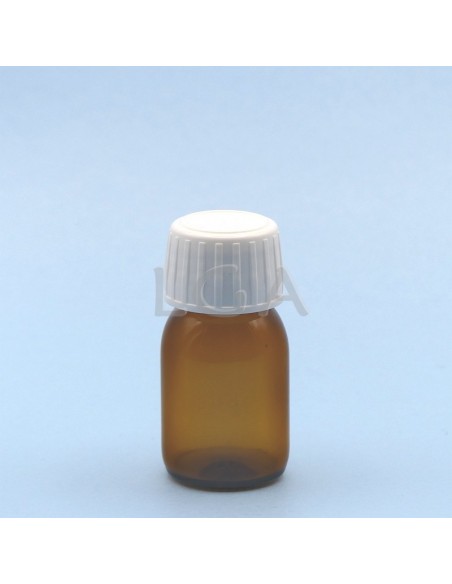 Amber glass round bottle ØPP28 30ml