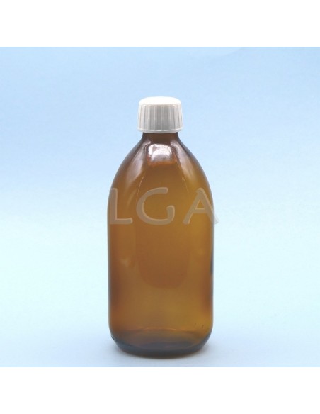 Amber glass round bottle ØPP28 500ml