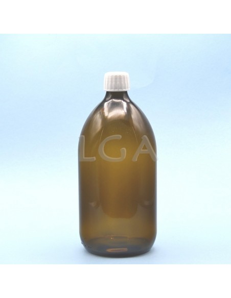 Amber glass round bottle ØPP28 1000ml