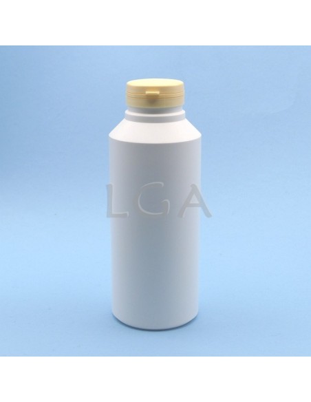 Pilulier plastique blanc 500ml, à couvercle inviolable