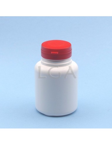 Pilulier plastique blanc 200ml, à couvercle US inviolable