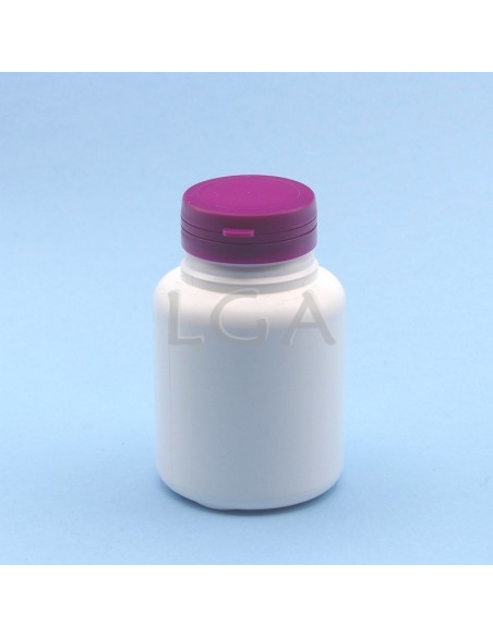 Pilulier plastique blanc 200ml, à couvercle US inviolable