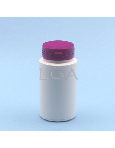 White plastic capsule box 125ml with impregnable wide cap