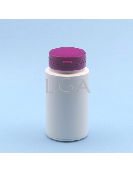White plastic capsule box 125ml with impregnable wide cap