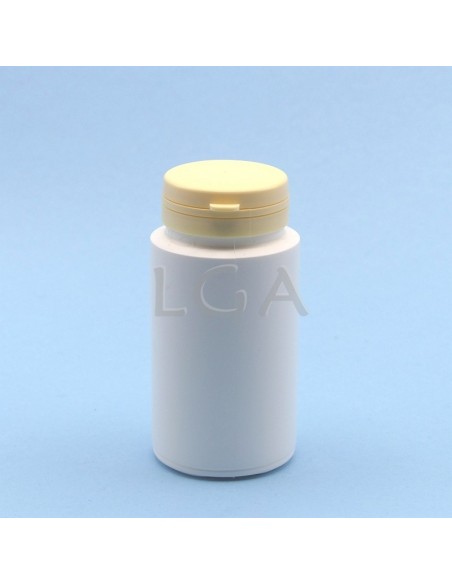 White plastic capsule box 125ml with impregnable wide cap