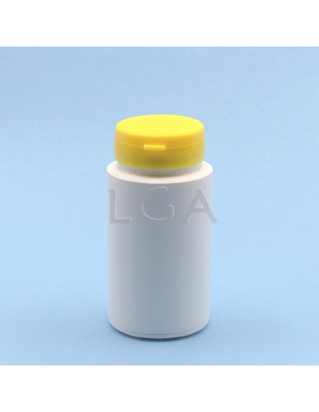 White plastic capsule box 125ml with impregnable wide cap