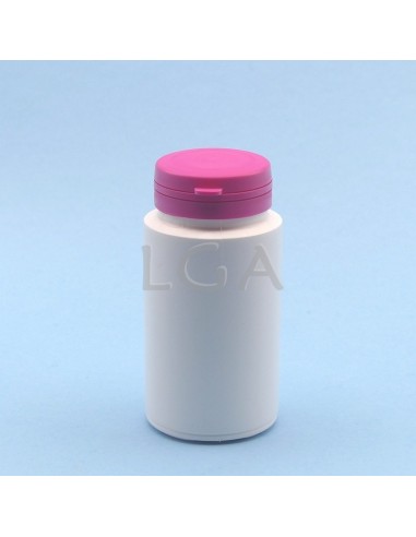 White plastic capsule box 125ml with impregnable wide cap