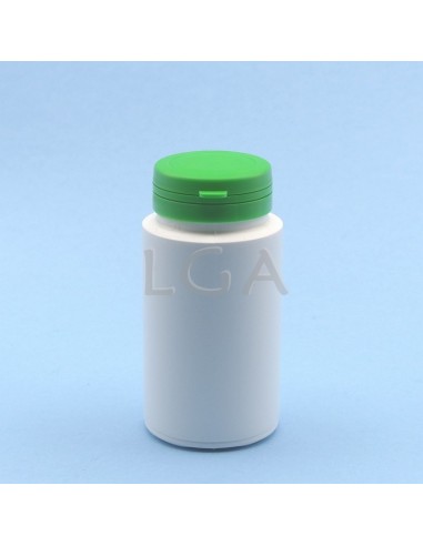 White plastic capsule box 125ml with impregnable wide cap