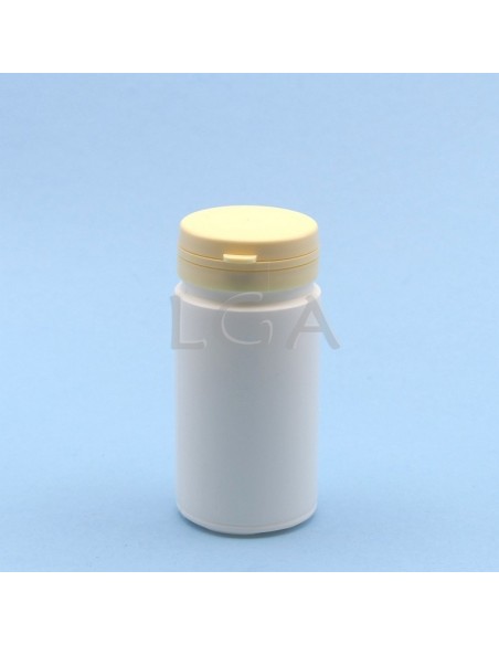 Pilulier plastique blanc 100ml, à couvercle inviolable