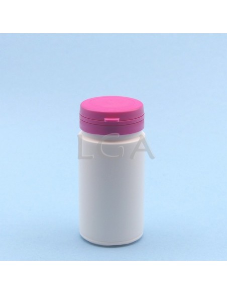 White plastic capsule box 100ml with impregnable wide cap