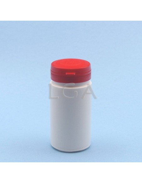 Pilulier plastique blanc 100ml, à couvercle inviolable