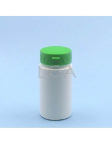 Pilulier plastique blanc 100ml, à couvercle inviolable