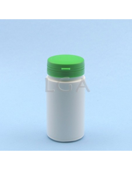 Pilulier plastique blanc 100ml, à couvercle inviolable
