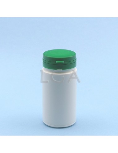 Pilulier plastique blanc 100ml, à couvercle inviolable