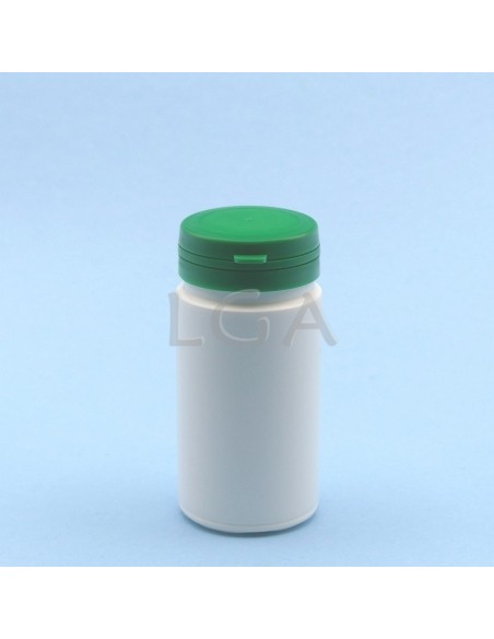 White plastic capsule box 100ml with impregnable wide cap