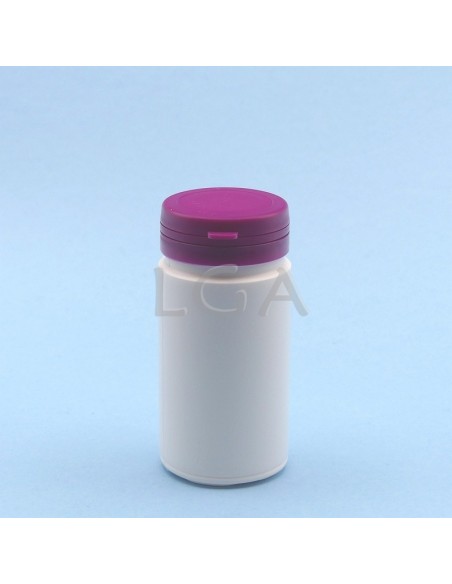 White plastic capsule box 100ml with impregnable wide cap