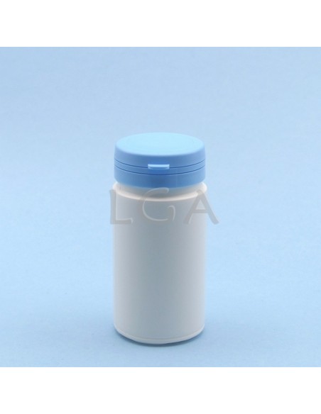 Pilulier plastique blanc 100ml, à couvercle inviolable
