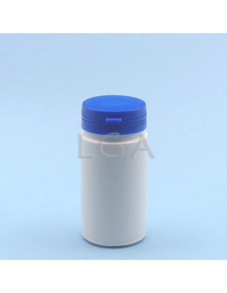 Pilulier plastique blanc 100ml, à couvercle inviolable