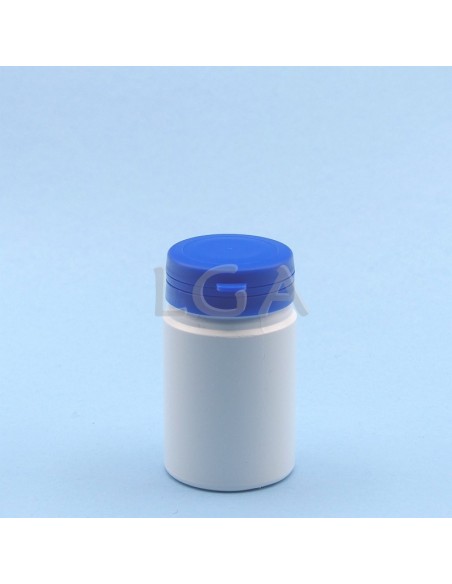 Pilulier plastique blanc 75ml- à couvercle inviolable