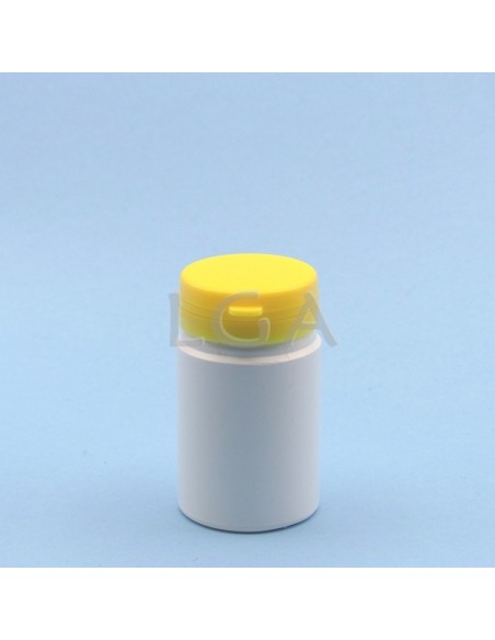 Pilulier plastique blanc 75ml- à couvercle inviolable