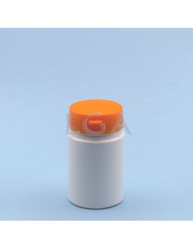 White plastic capsule box 75ml with impregnable wide cap