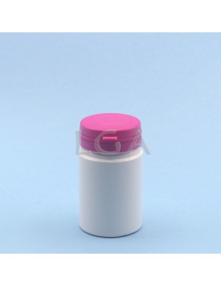 Pilulier plastique blanc 75ml- à couvercle inviolable