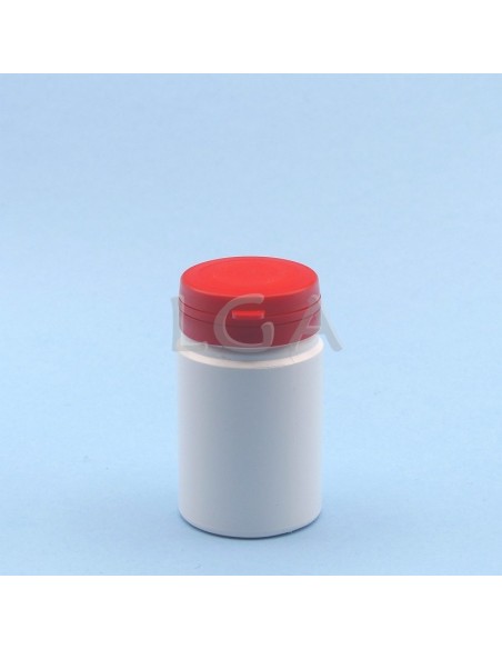 White plastic capsule box 75ml with impregnable wide cap