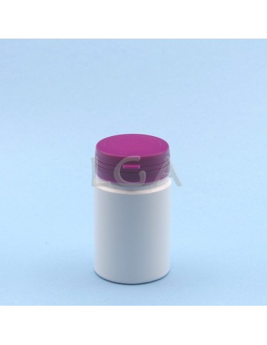 Pilulier plastique blanc 75ml- à couvercle inviolable