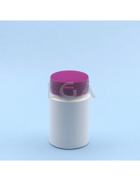 White plastic capsule box 75ml with impregnable wide cap