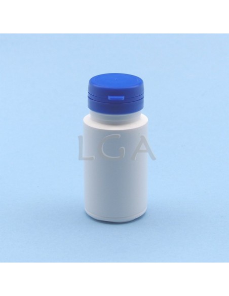 Pilulier plastique blanc 50ml, à couvercle inviolable