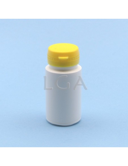 White plastic capsule box 50ml with impregnable wide cap