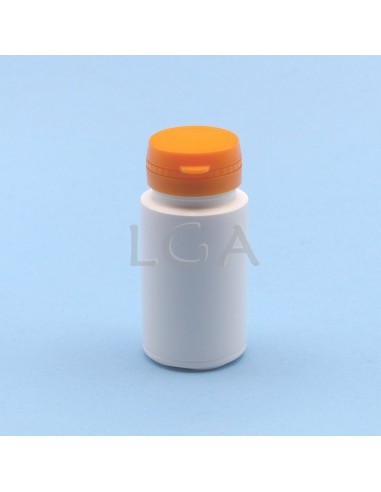 White plastic capsule box 50ml with impregnable wide cap