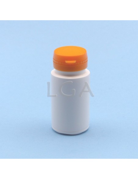 Pilulier plastique blanc 50ml, à couvercle inviolable