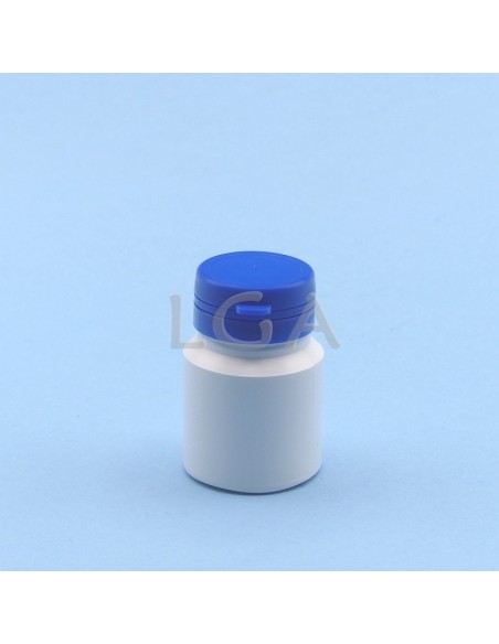 White plastic capsule box 30ml with impregnable wide cap
