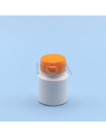 White plastic capsule box 30ml with impregnable wide cap