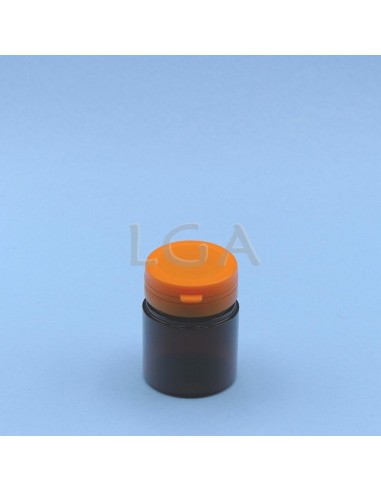 Crystal amber plastic capsule box 50ml with impregnable cap
