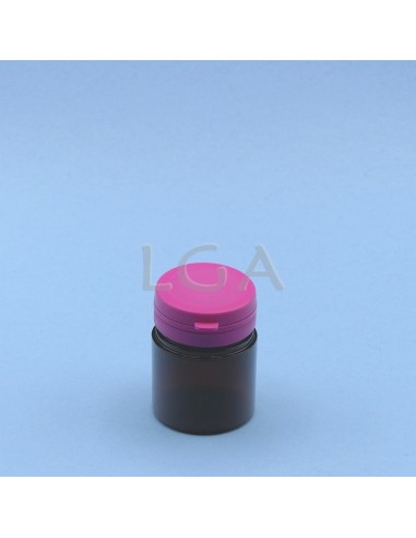 Pilulier plastique ambré cristal 50ml- à couvercle inviolable
