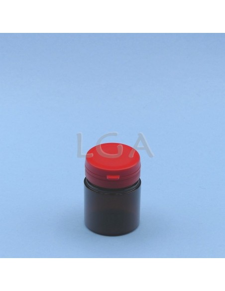 Kapselbox aus Plastik- bernsteinfarben- kristallen- 50ml mit Verschluss mit Sicherheitsgewinde