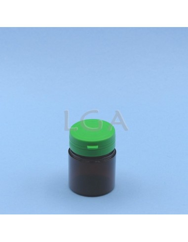 Zoppica a pillole in plastica cristallo ambrato 50ml con capsula antimanomissione