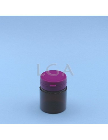 Pilulier plastique ambré cristal 50ml- à couvercle inviolable