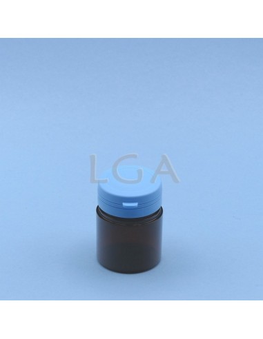 Kapselbox aus Plastik- bernsteinfarben- kristallen- 50ml mit Verschluss mit Sicherheitsgewinde