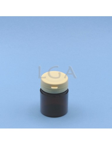 Crystal amber plastic capsule box 50ml with impregnable cap