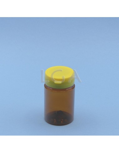Zoppica a pillole in plastica cristallo ambrato 75ml con capsula antimanomissione