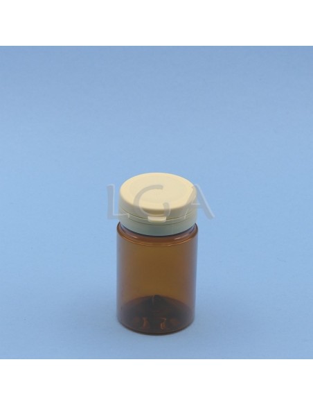 Crystal amber plastic capsule box 75ml with impregnable cap