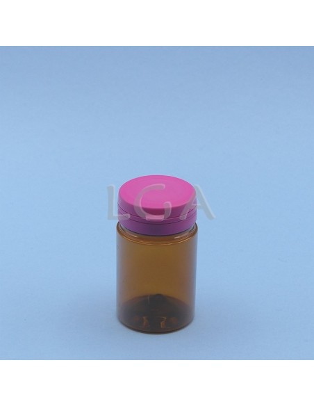 Crystal amber plastic capsule box 75ml with impregnable cap