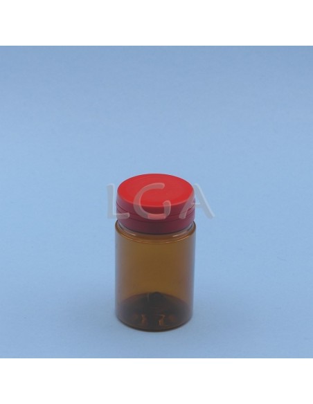 Kapselbox aus Plastik, bernsteinfarben- kristallen, 75ml mit Verschluss mit Sicherheitsgewinde