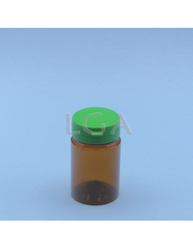 Kapselbox aus Plastik, bernsteinfarben- kristallen, 75ml mit Verschluss mit Sicherheitsgewinde