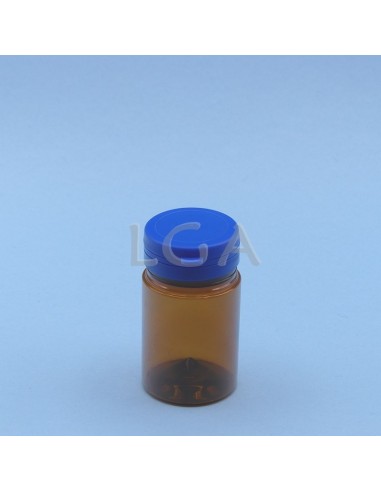 Kapselbox aus Plastik, bernsteinfarben- kristallen, 75ml mit Verschluss mit Sicherheitsgewinde